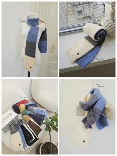 正韓EBA童系拼接針織圍巾12