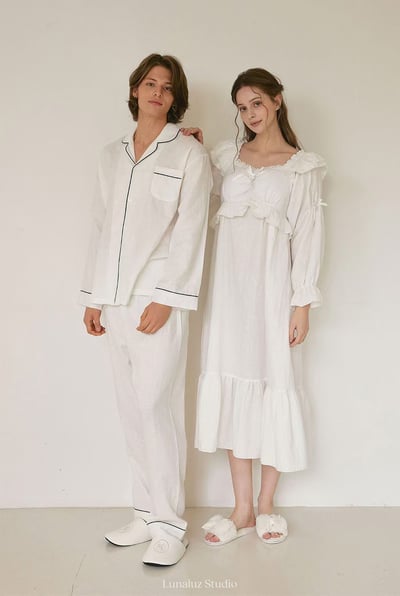 韓國 LUNA 法式極簡浪漫男女情侶睡衣5