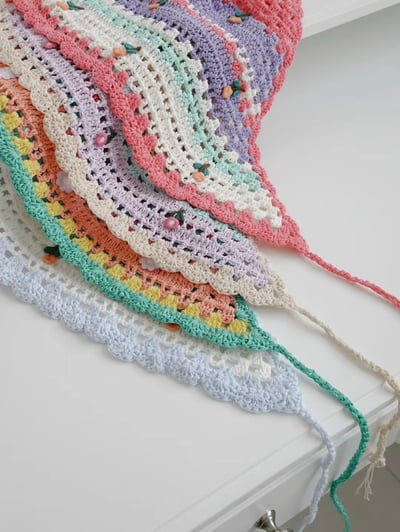 韓國 UNI 糖果手果編織小花頭巾絲巾3