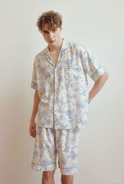 韓國 LUNA 南洋度假蕾絲兩件式短褲情侶睡衣15