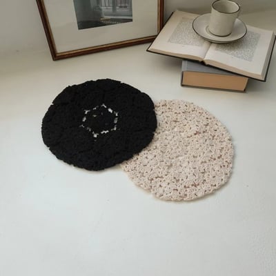 韓國UNI歐式蕾絲鏤空繡花平頂帽2