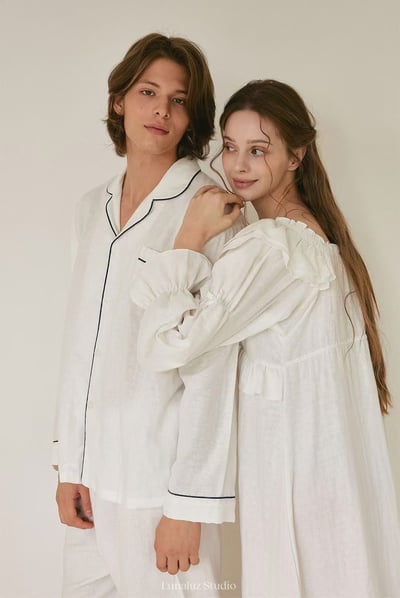 韓國 LUNA 法式極簡浪漫男女情侶睡衣1