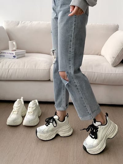 韓國 NAA 人氣六公分髒髒真皮老爹休閒女鞋3