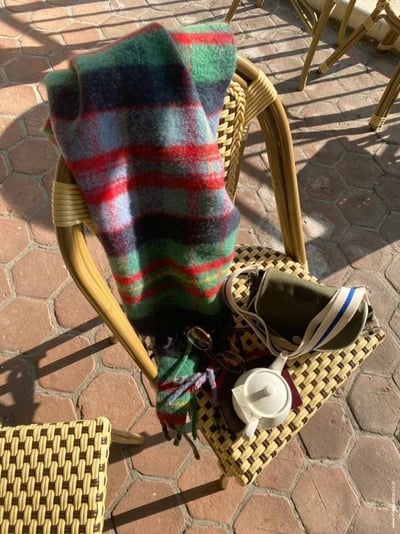 正韓EBA彩虹格子針織圍巾 ( 20%羊毛)12