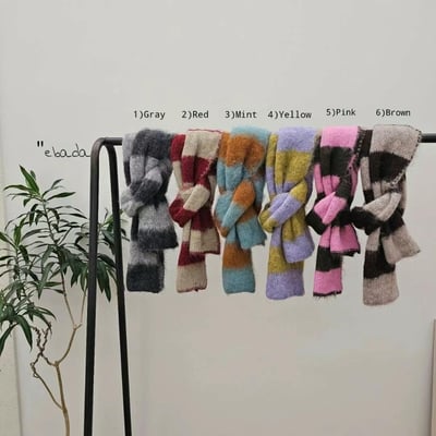 正韓EBA多巴胺撞色條紋圍巾18