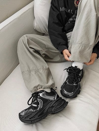 韓國 AL 十公分銀刃增高老爹鞋 (男女）4