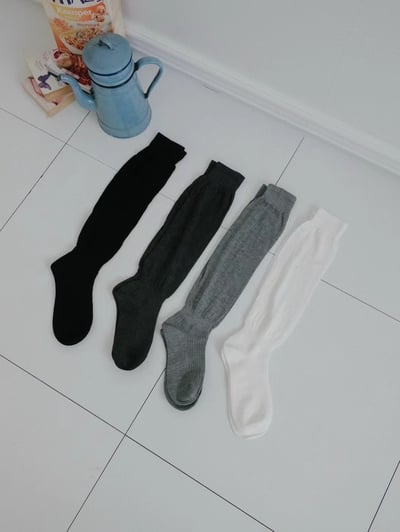 韓國UNI初春新款拼接透氣堆襪（長款）3