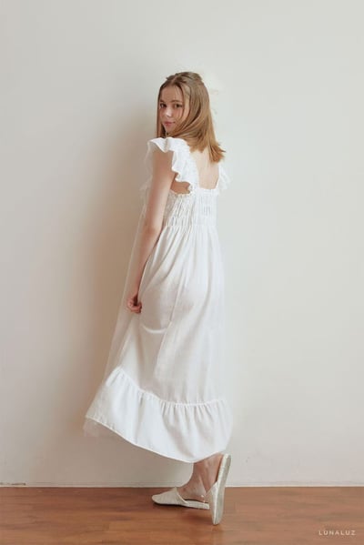 韓國 LUNA 法式浪漫蕾絲深V長裙洋裝睡衣5
