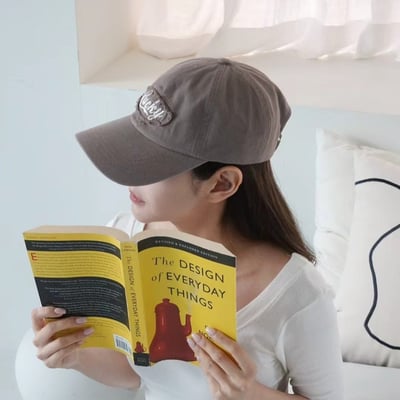 韓國UNI  復古仿舊幸運刺繡不收邊棒球帽1