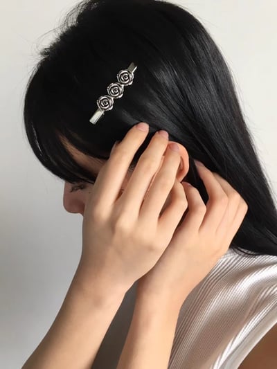 韓國NYU 歐洲法式復古玫瑰一字夾1