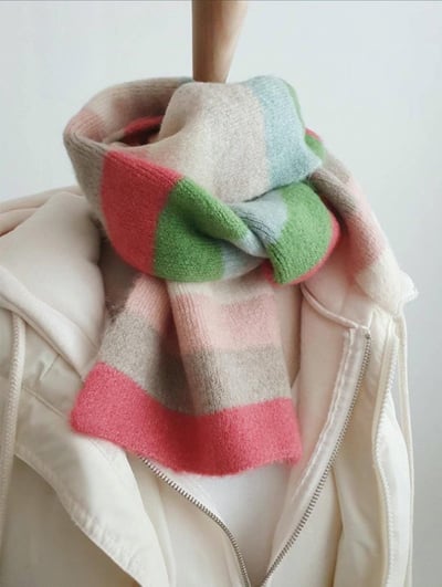 正韓EBA學生復古撞色圍巾8