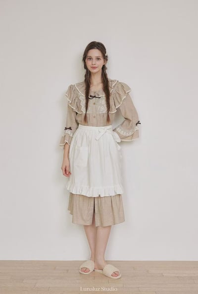 韓國 LUNA 歐式貴族典雅荷葉長裙洋裝睡衣6