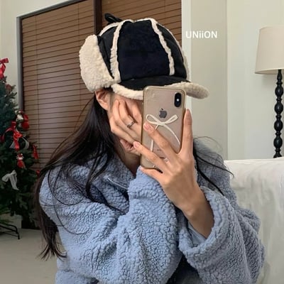 正韓UNI羊羔毛鴨舌飛行帽5