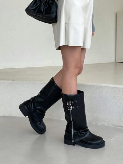 韓國ELF 熱銷款 直筒開鏈褲靴2