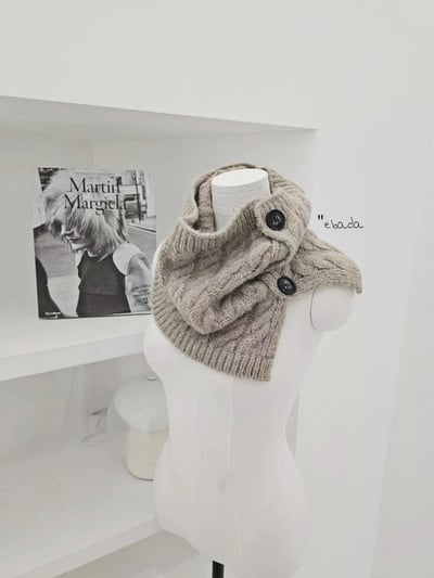 正韓EBA純色麻花鈕扣圍脖 ( 15%羊毛 )10