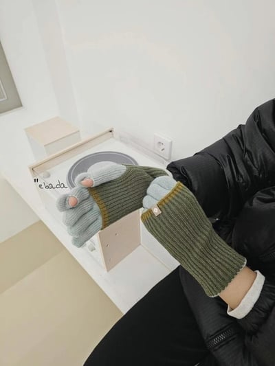 正韓EBA拚色長版百搭手套7