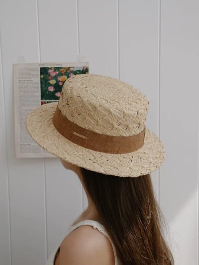 韓國 UNI 初夏俐落圓形帽平頂草帽6