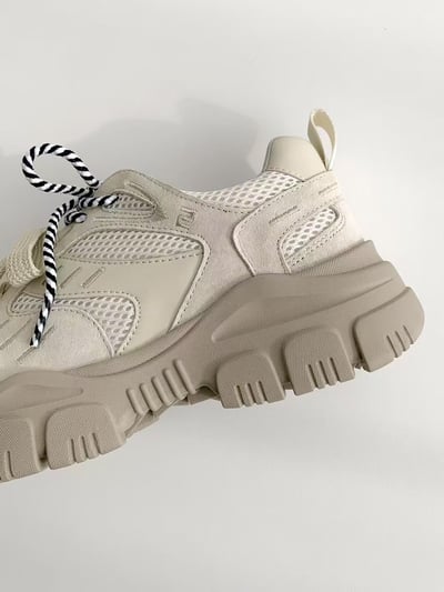 韓國 NAA 真皮撞色雙繩老爹運動休閒女鞋9