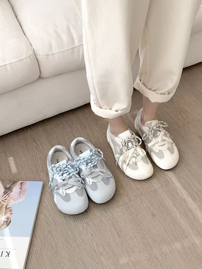 韓國 NAA 真皮滿頭撞色雙繩休閒女鞋2