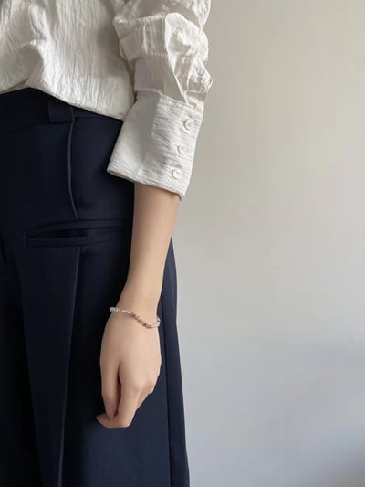 韓國NYU 絢彩五行琉璃純銀串珠手鍊2