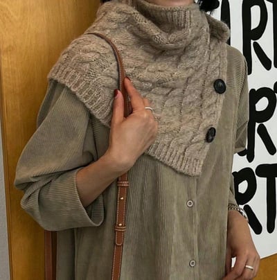 正韓EBA純色麻花鈕扣圍脖 ( 15%羊毛 )4