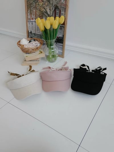 韓國 UNI 淑女撞色絲帶半罩遮陽帽4