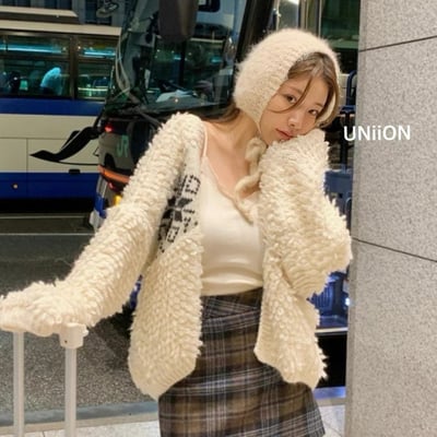 正韓UNI綁帶耳罩式針織毛線帽2