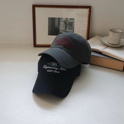 韓國UNI  USA刺繡復古暗色中性棒球帽2