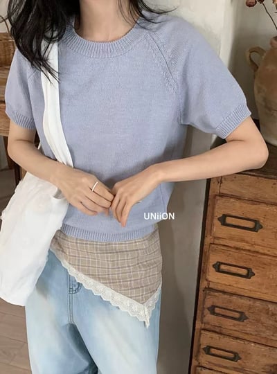 韓國 UNI 奶系野餐格紋頭巾絲巾2