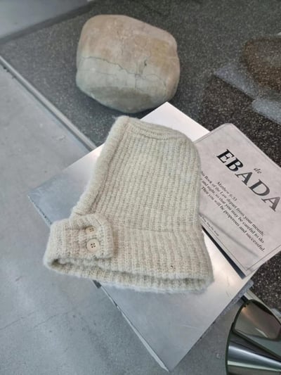 正韓EBA純色針織連帽圍巾15