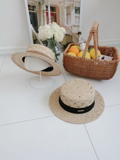 韓國 UNI 初夏俐落圓形帽平頂草帽4