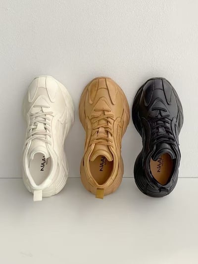 韓國 NAA 姍姍五公分羊皮老爹增高女運動鞋1