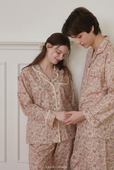 韓國 LUNA 法式鄉村碎花男生情侶套裝睡衣10