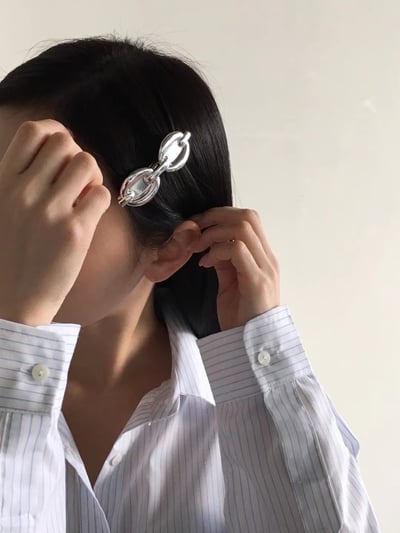韓國NYU 個性金屬坦克鏈彈簧髮夾1