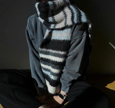 正韓EBA學院風撞色條紋圍巾 ( 8%羊毛 )4