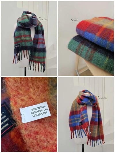 正韓EBA彩虹格子針織圍巾 ( 20%羊毛)18