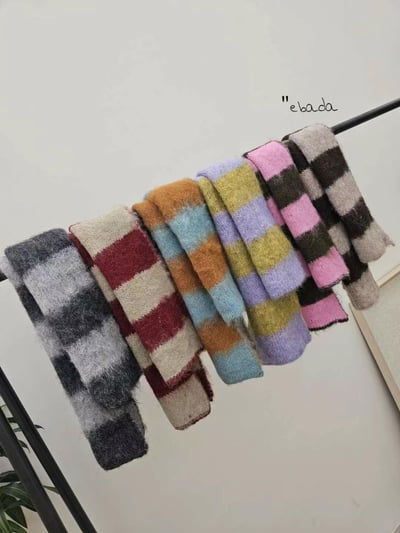 正韓EBA多巴胺撞色條紋圍巾17