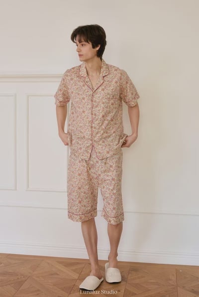 韓國 LUNA 法式鄉村碎花男生情侶套裝睡衣9