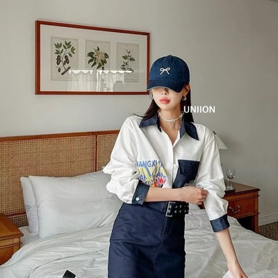 韓國 NU 美式單寧珍珠復古棒球帽5