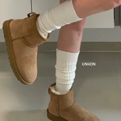 韓國UNI透氣直螺紋銀扣拼接長襪2