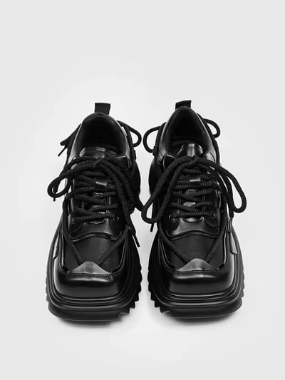 韓國 AL | 小眾原創方頭雙繩編織情侶厚底皮鞋4