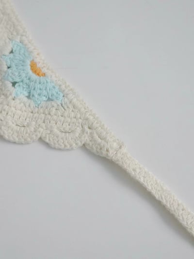 韓國UNI潔淨雛菊蕾絲花邊綁繩頭巾9