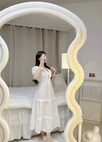 韓國 LUNA 法式玫瑰公主蛋糕長裙洋裝睡衣3