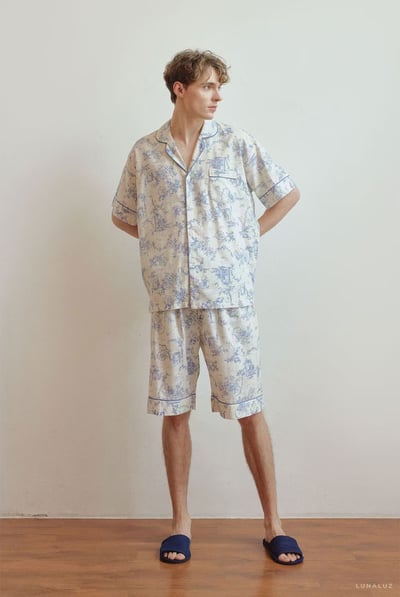 韓國 LUNA 南洋度假蕾絲兩件式短褲情侶睡衣17