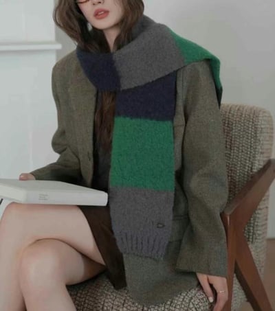 正韓EBA童系拼接針織圍巾6