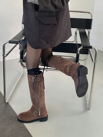 韓國PLA雙大扣開練低跟長靴3