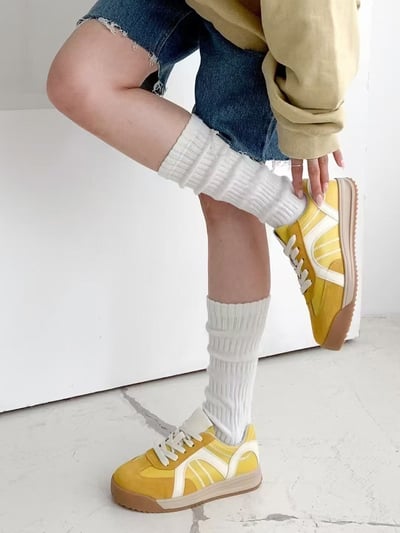 韓國 NAA 真皮麂皮萬線麵包休閒女鞋3