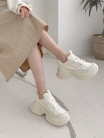 韓國 NAA 人氣六公分髒髒真皮老爹休閒女鞋8