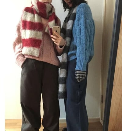 正韓EBA多巴胺撞色條紋圍巾8