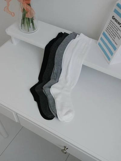 韓國UNI初春新款拼接透氣堆襪（長款）9